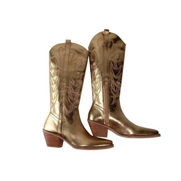 Coconuts By Matisse Agency Gold Tall Western Cowboy Boots Women's Size 6M - Picture 6 of 12